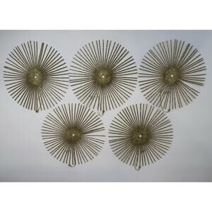 West Elm Gold Starburst Ornaments 8” – Set of 5 Glitter Sunburst Holiday Decor